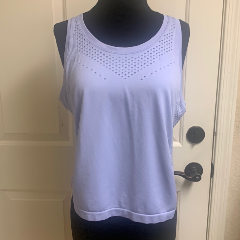 Ebb & Flow Xl Crop Top Workout Top, Light Purple, 100% Nylon, Pit To Pit 20 1/2”